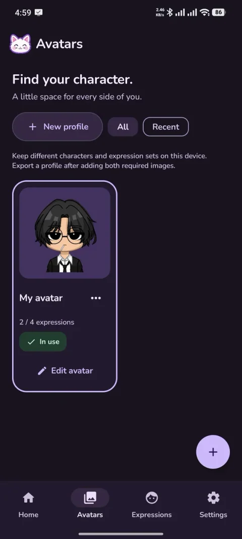 Tubely Avatar screen