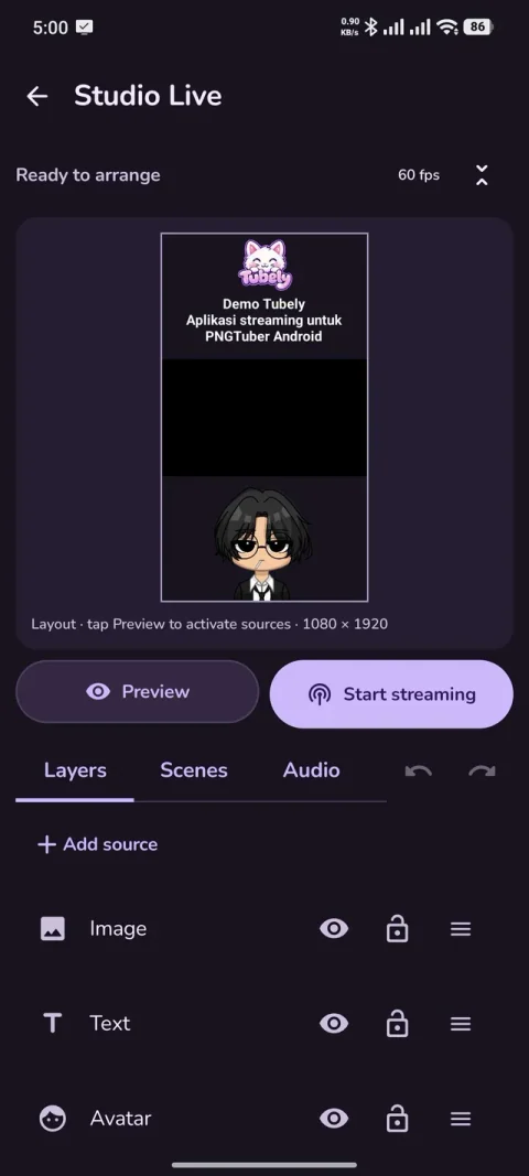 Tubely Studio Live screen